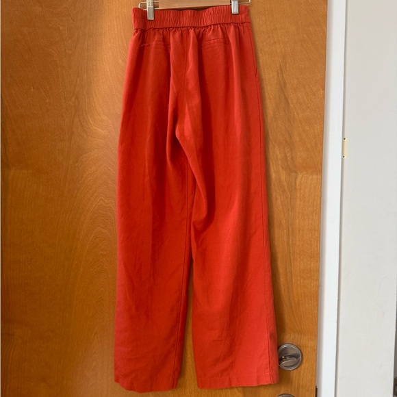 Monteau Linen 2 Piece Set- Crop Top and Tailored Pants - Orange/Red - Picture 6 of 8